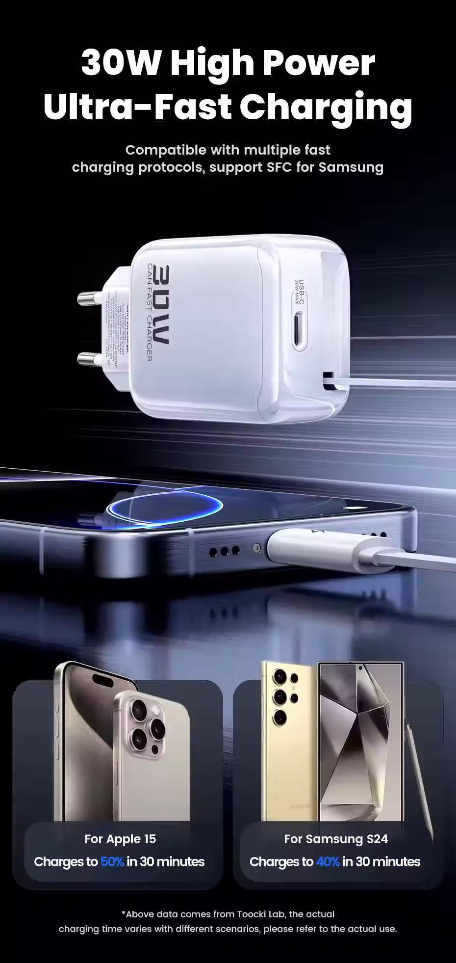 Miniatura: Toocki Gan 30w Carregador USB Rápido