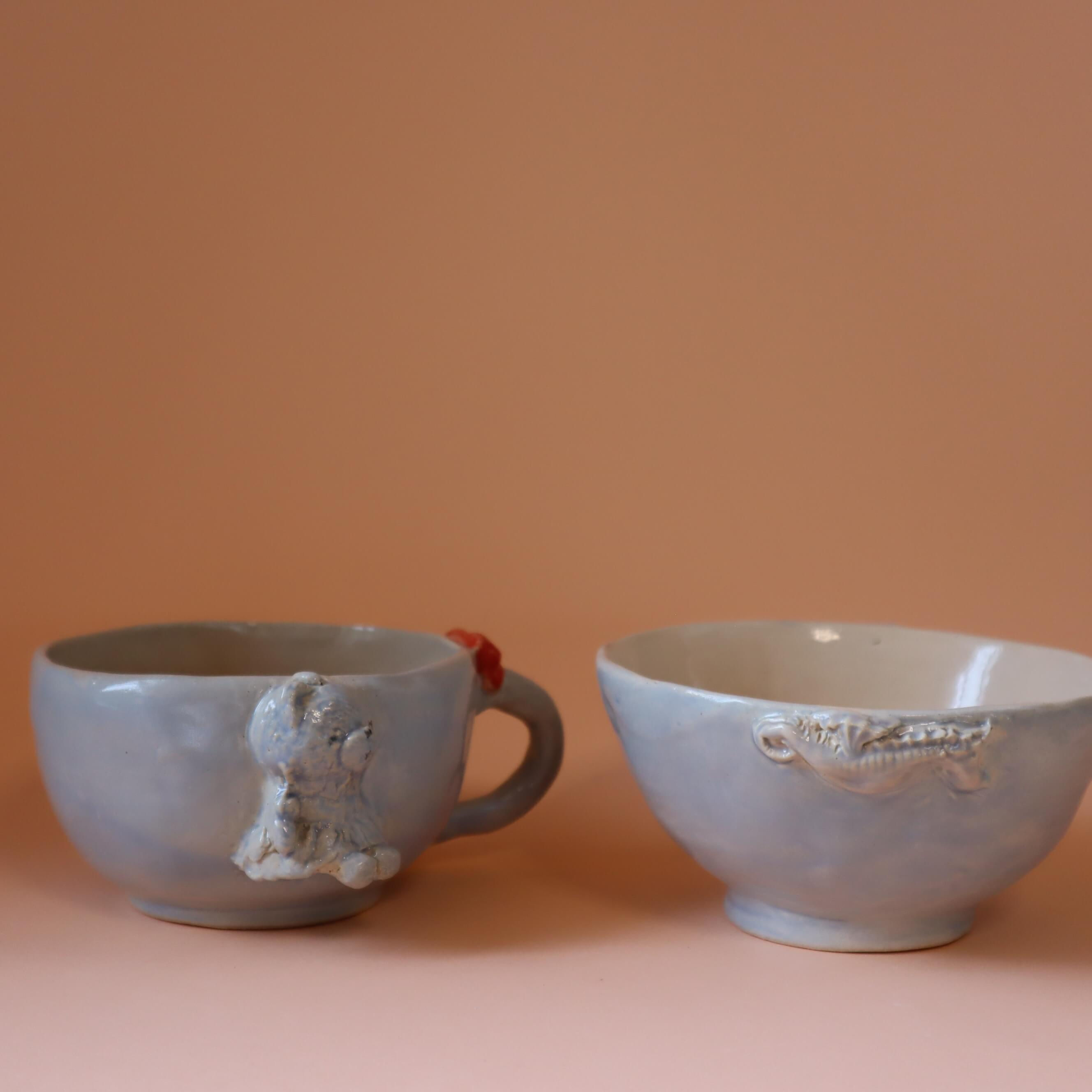 Taza  Bowl en Cerámica "caballo de mar"