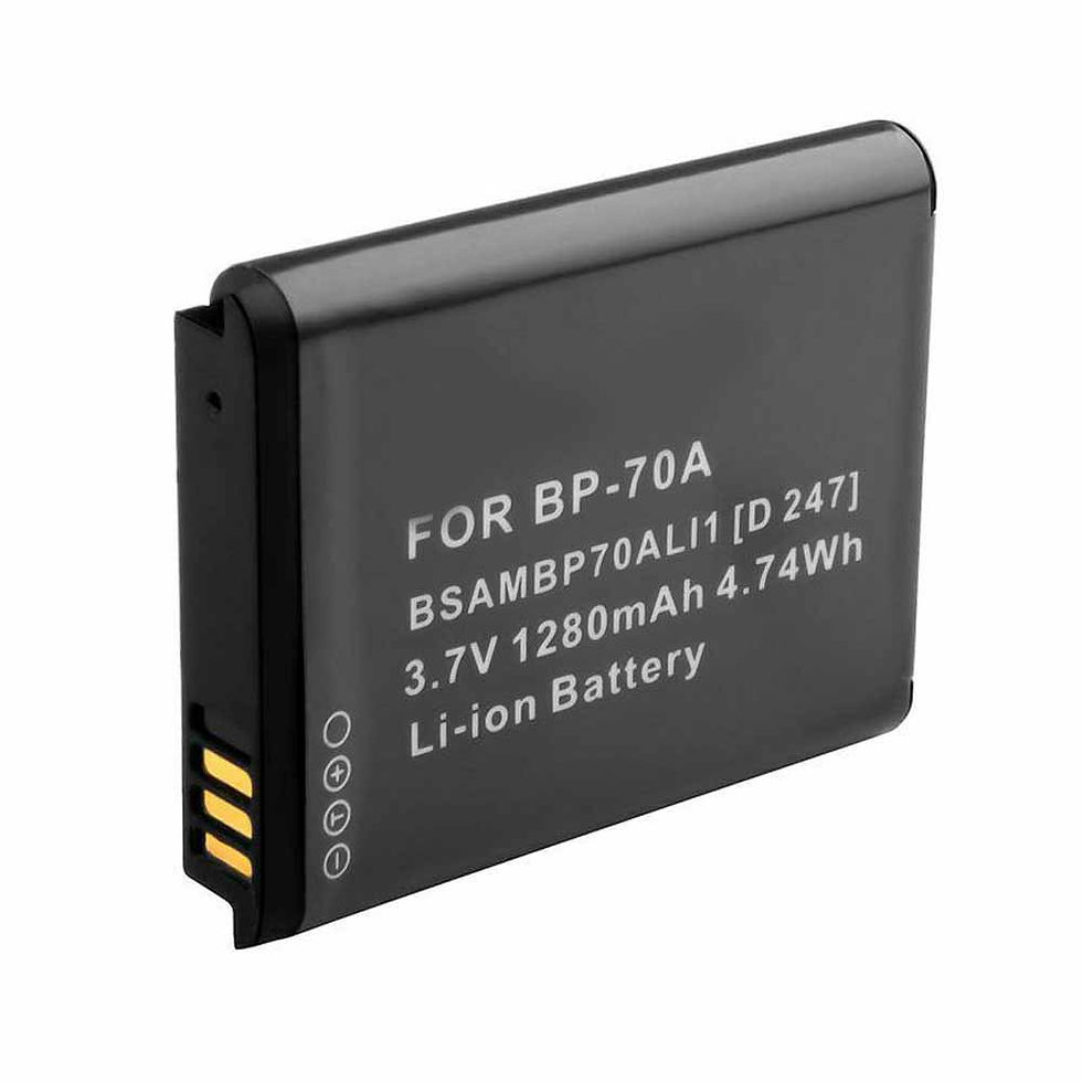 1280mAh/4.74WH BP-70A Replacement Battery for Samsung Camera ES65 ES70 ST60 PL120 PL170 ST100