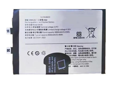 6000mAh Vivo BA38 Batteria per Vivo iQoo Z9,iQoo Z9 Turbo