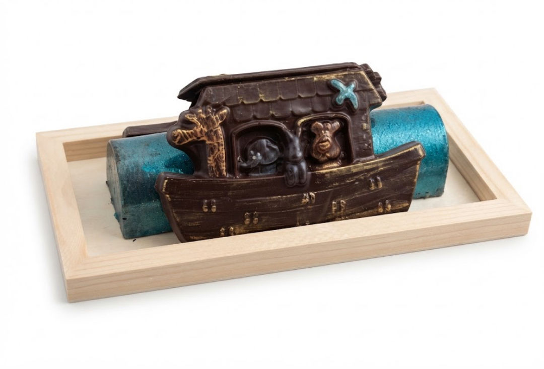 Parshas Noach Hand Painted Chocolate Truffle Log