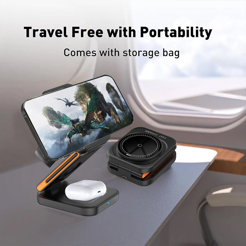 Thumbnail: 3 in 1 Foldable Charging Station Fast Magnetic Wireless Charger Stand for iPhone