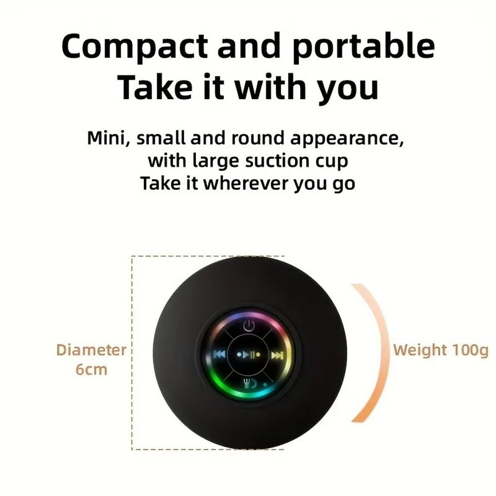 Thumbnail: Mini Portable LED Bluetooth Speaker, Bathroom Waterproof Large Suction Cup