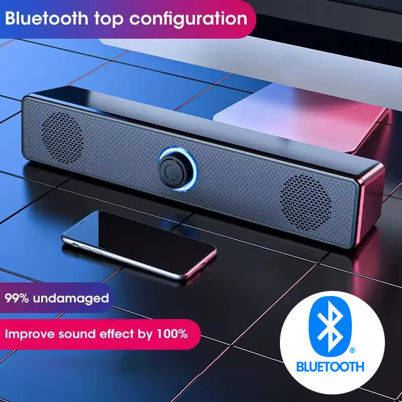 Thumbnail: PC Soundbar Wired and Wireless Bluetooth Speaker USB 