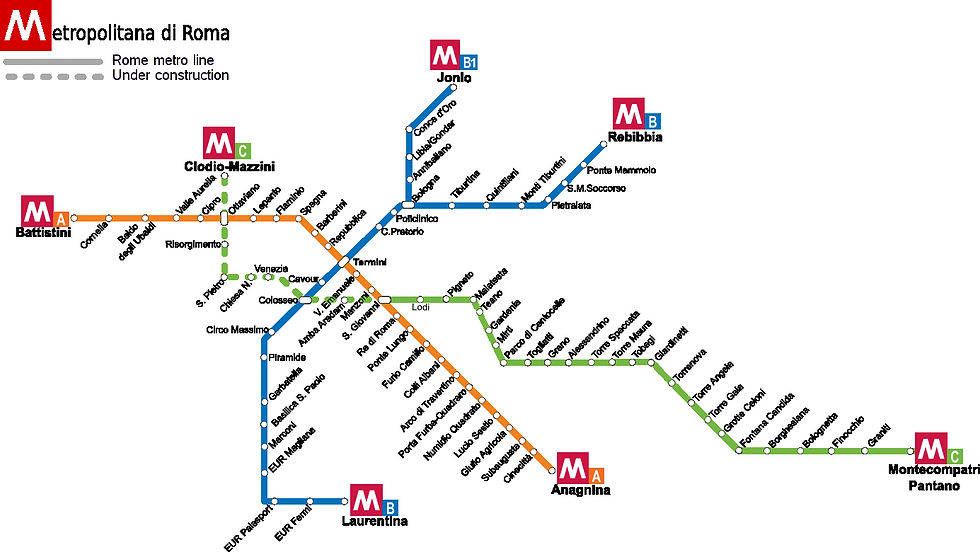 Mappa 3 linee metro roma