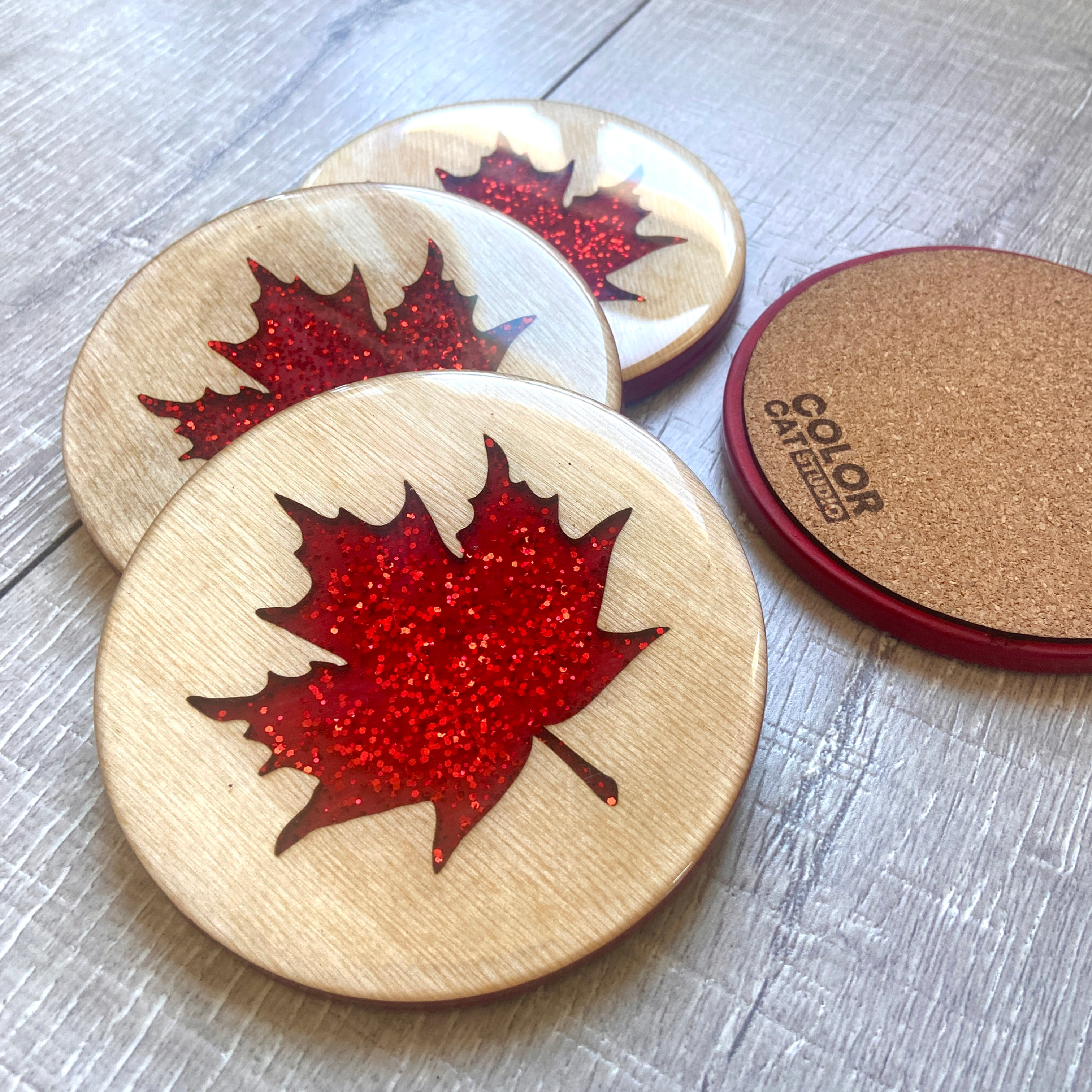Maple Glitter Coasters