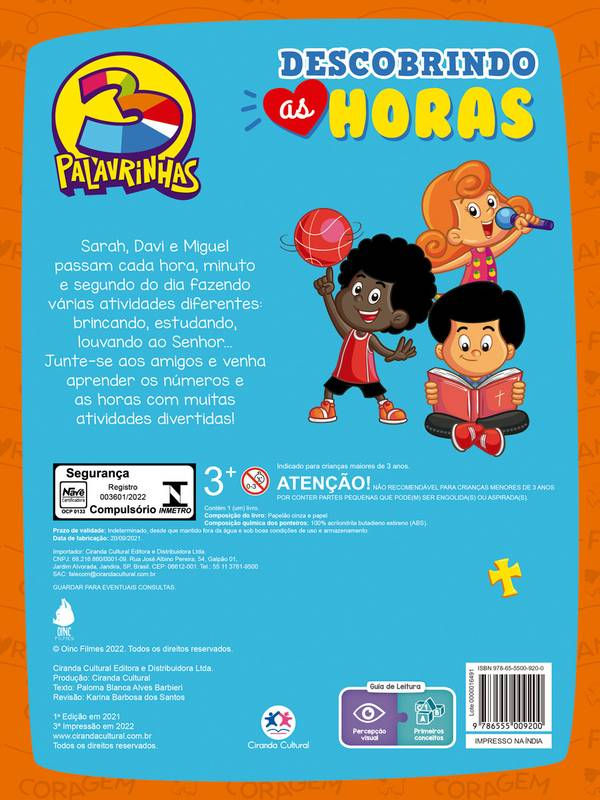 Thumbnail: Descobrindo as horas -   Livro + relógio - 3 Palavrinhas