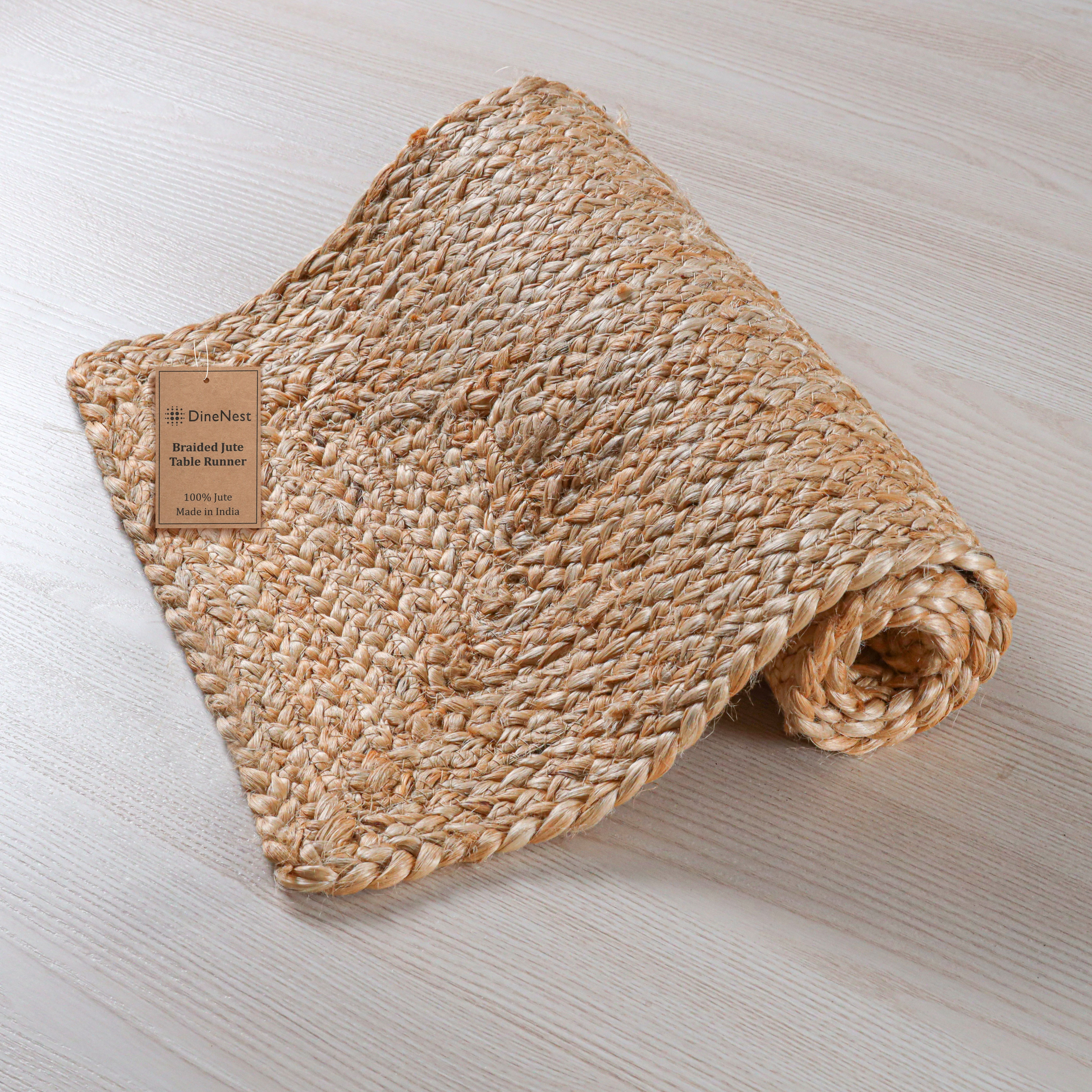 Handcrafted Jute Braided Table Runner - 13x36