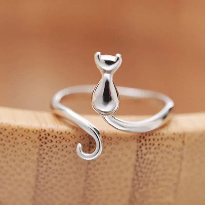 925 Sterling Silver Cat Rings For Women Engagement Luxury Designer Jewelry Femal
