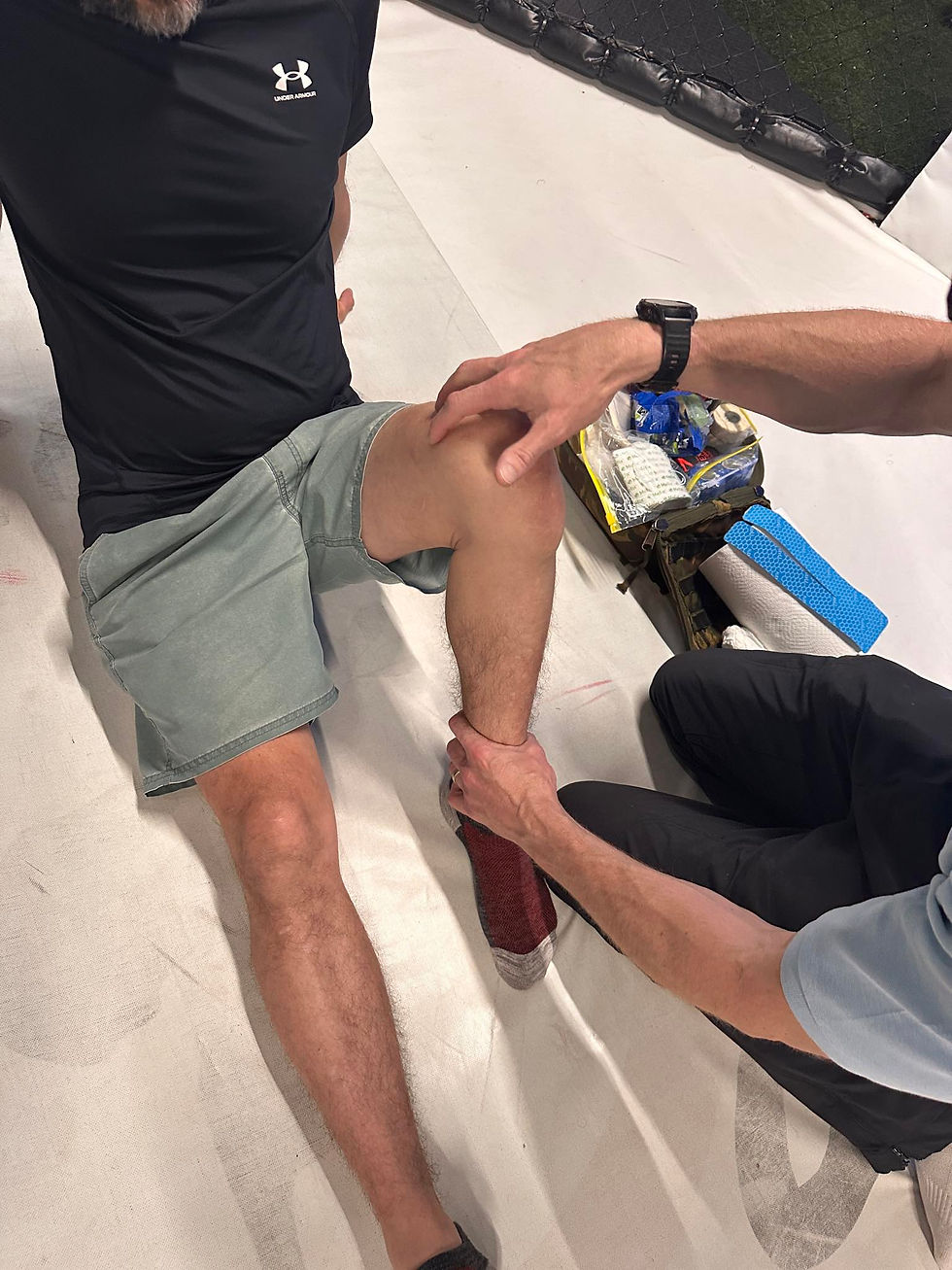 Level 4 Sports Massage Bideford student completing injury assessment practical