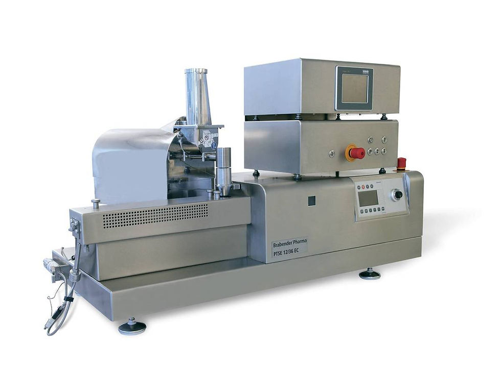 Thumbnail: Brabender pharma twin screw extruder 12/36 metal machine shiny large