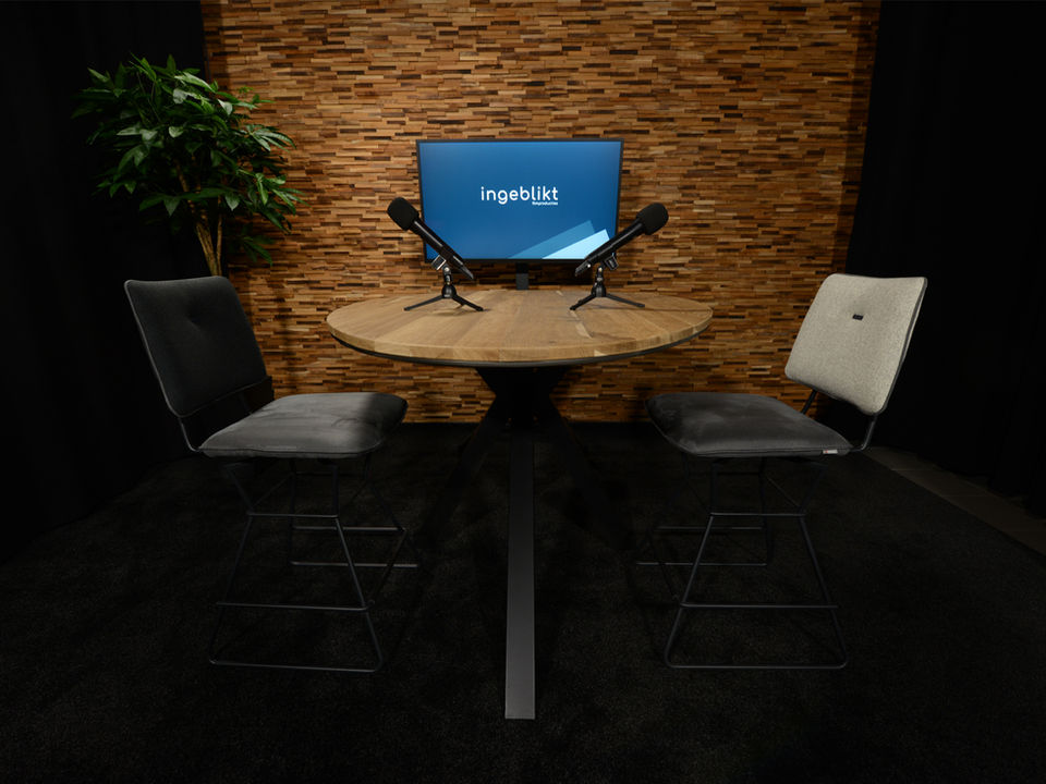 Podcast studio bij Ingeblikt te Tielt, België.