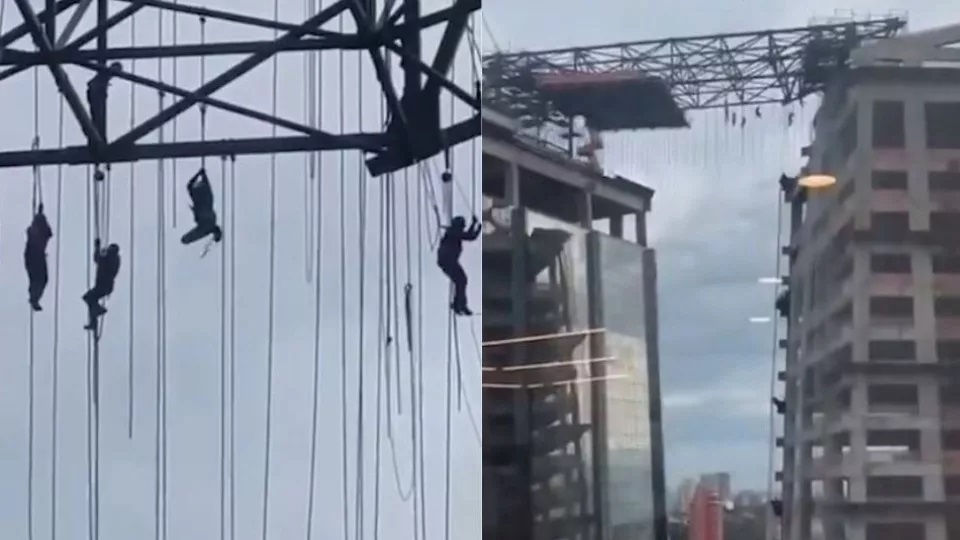 "TRAGÉDIA EM OBRA DE SÃO PAULO: OITO OPERÁRIOS FICARAM PENDURADOS A 140 METROS DE ALTURA