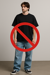Prohibited attire at Mr Nice - casual wear such as oversized t-shirts and baggy jeans do not meet dress code.