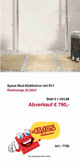 Outdoorplatte Space Mud 60x60x2 cm für Terrasse und Garten