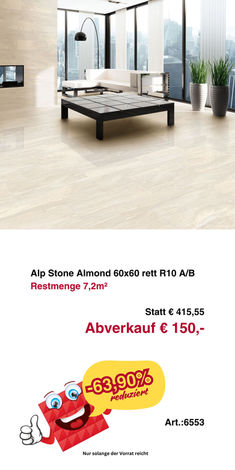 Feinsteinzeug Alp Stone Almond 60x60 rett R10 A/B