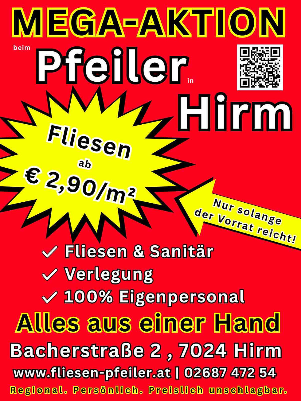 Mega Abverkauf Fliesen & Sanitär – ab 2,90 €/m², Verlegung mit eigenem Personal