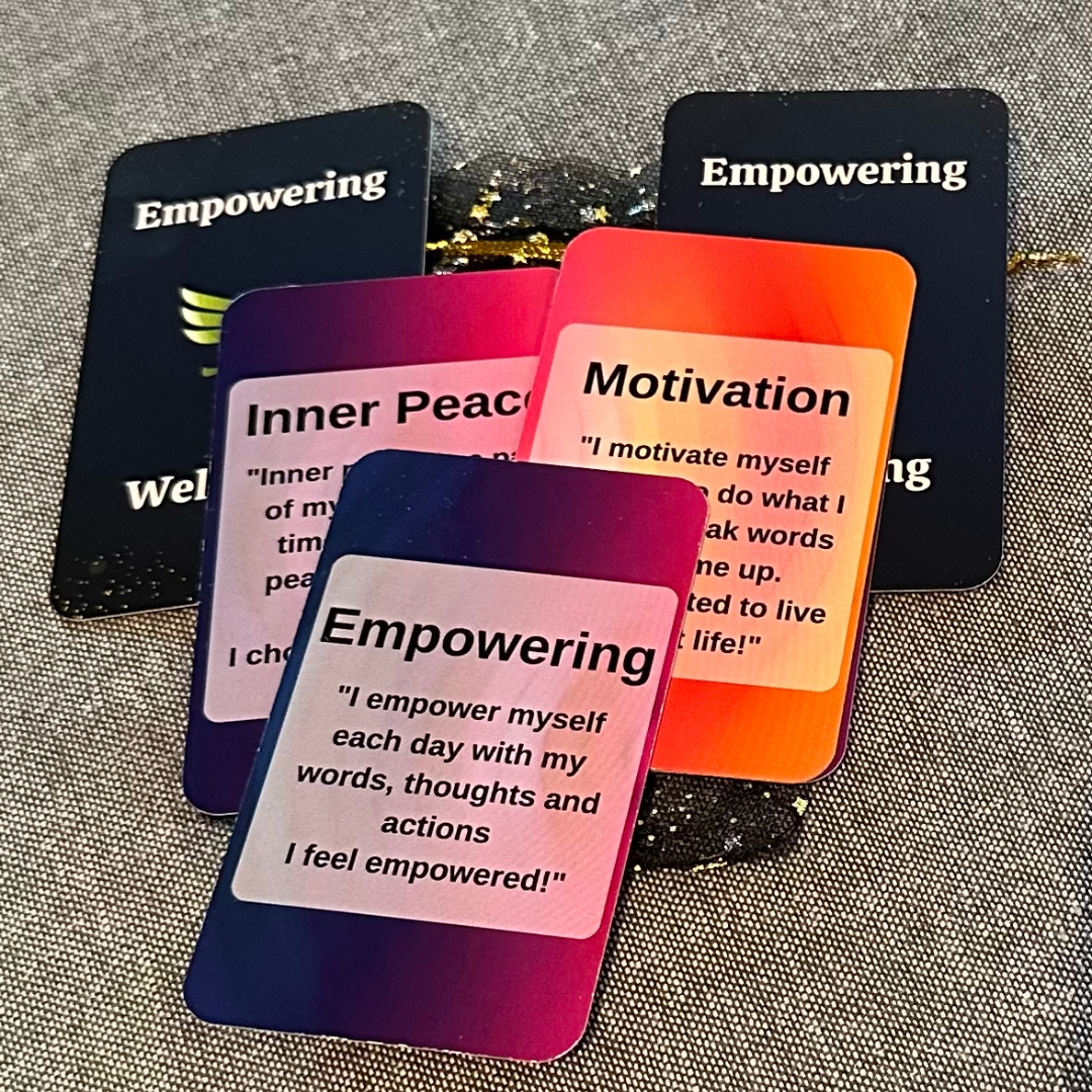 image of small cards with different colours of purple and orange 
