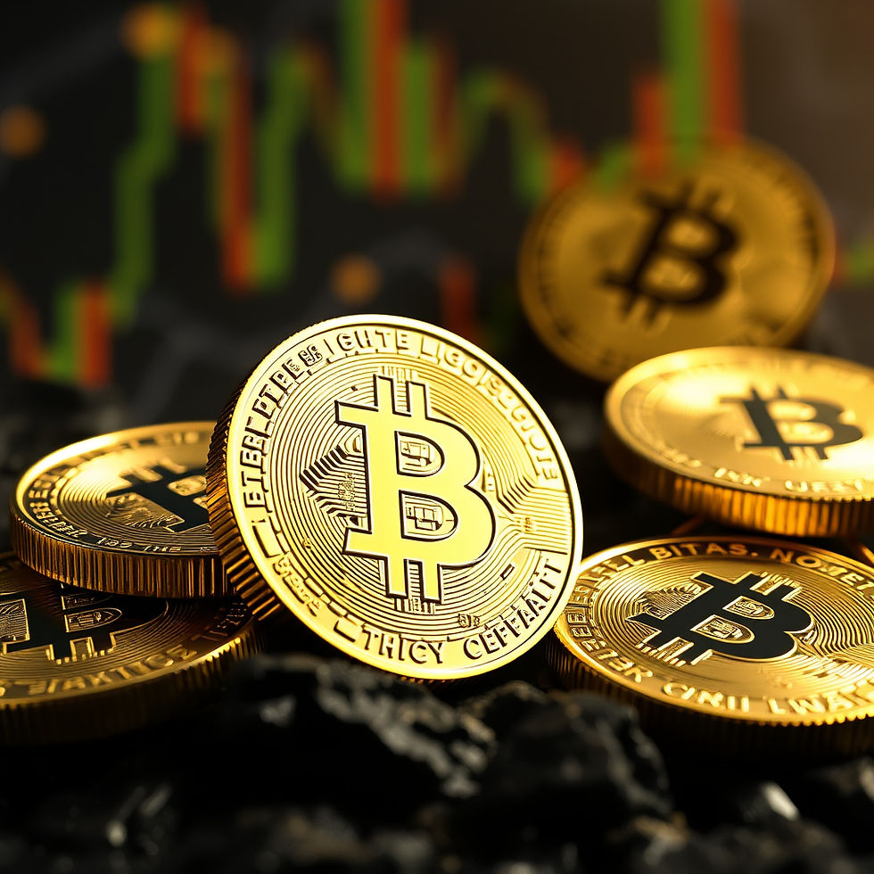 Das Bild zeigt Bitcoins.