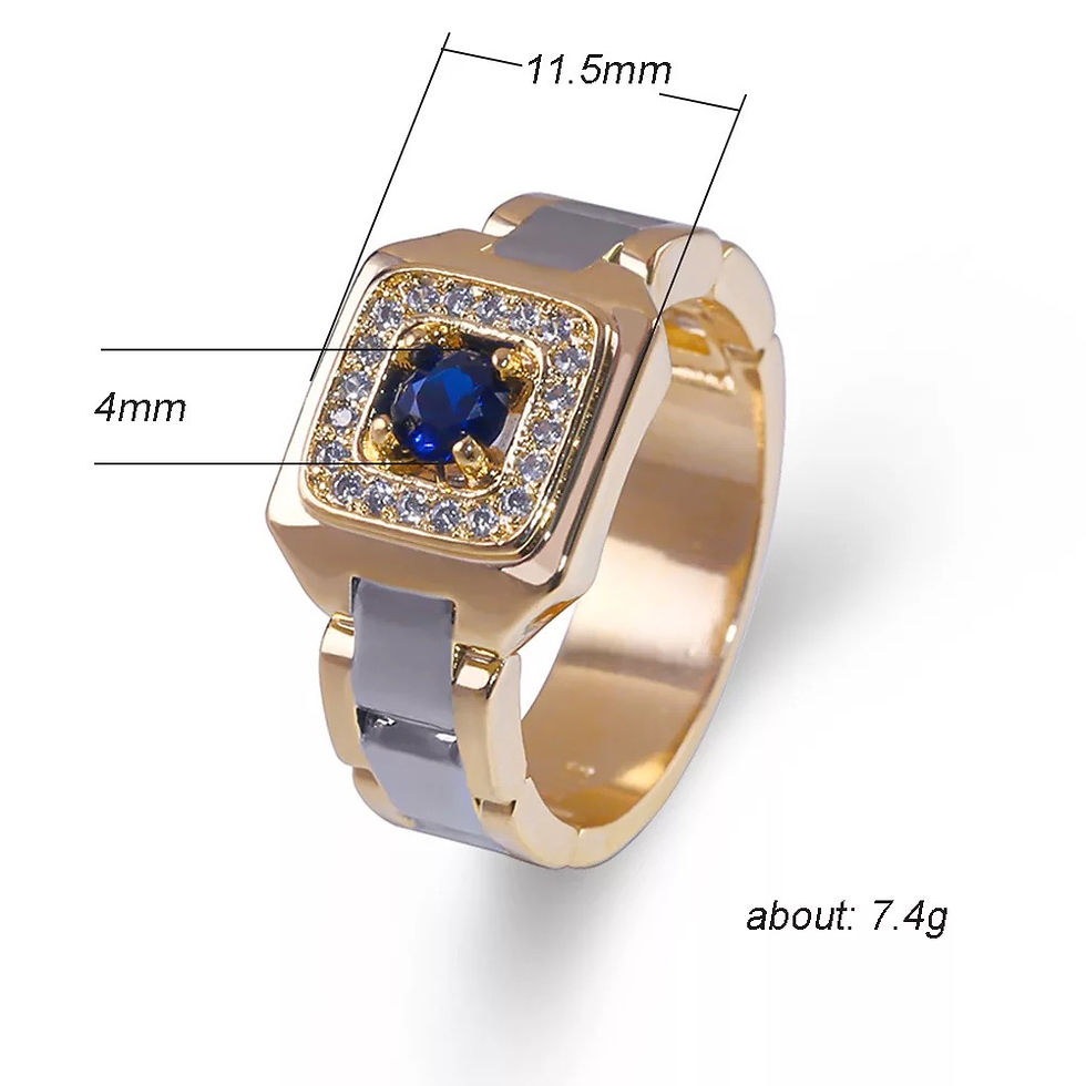 Thumbnail: Men 2 Tone Gold and Silver .68 Sapphire Luxurious Ring