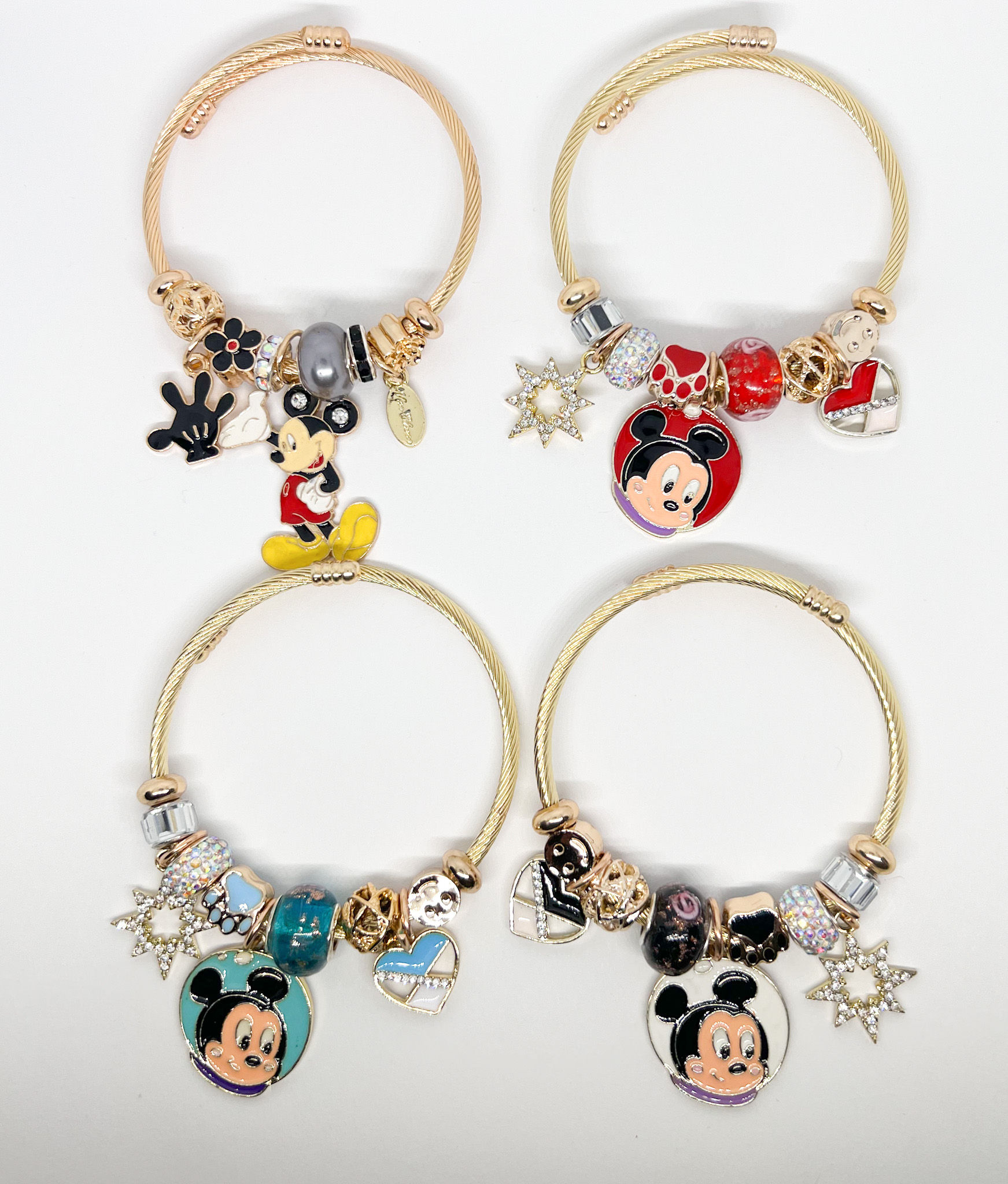 18K Gold Plated Stainless Steel Mickey Mouse Charm Bracelet