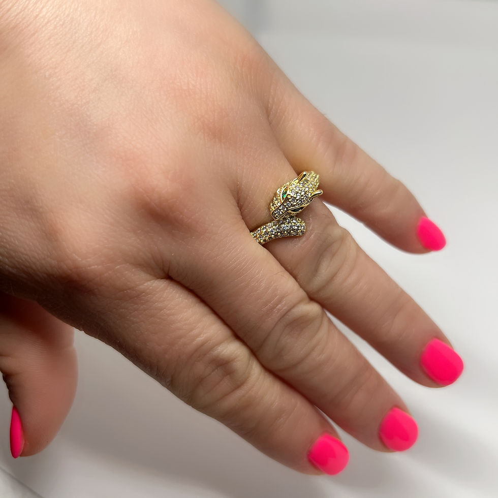 Miniatura: 18K Gold Plated Pave CZ Adjustable Panther Ring