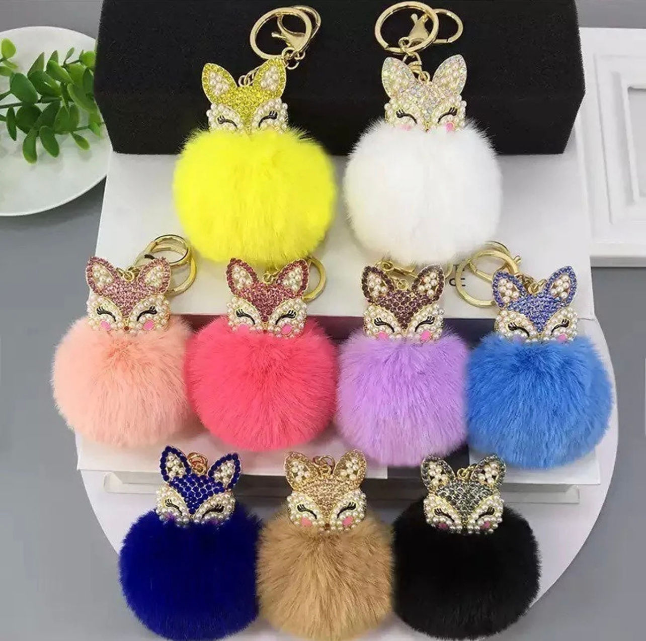 Fox Pom Pom Keychain Bag Charm