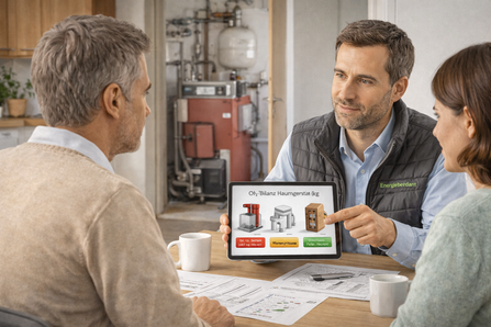Ein Energieberater berät zum Heizungstausch
