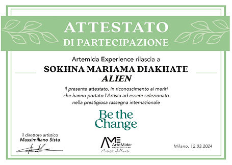 BE THE CHANGE attestato di partecipazione