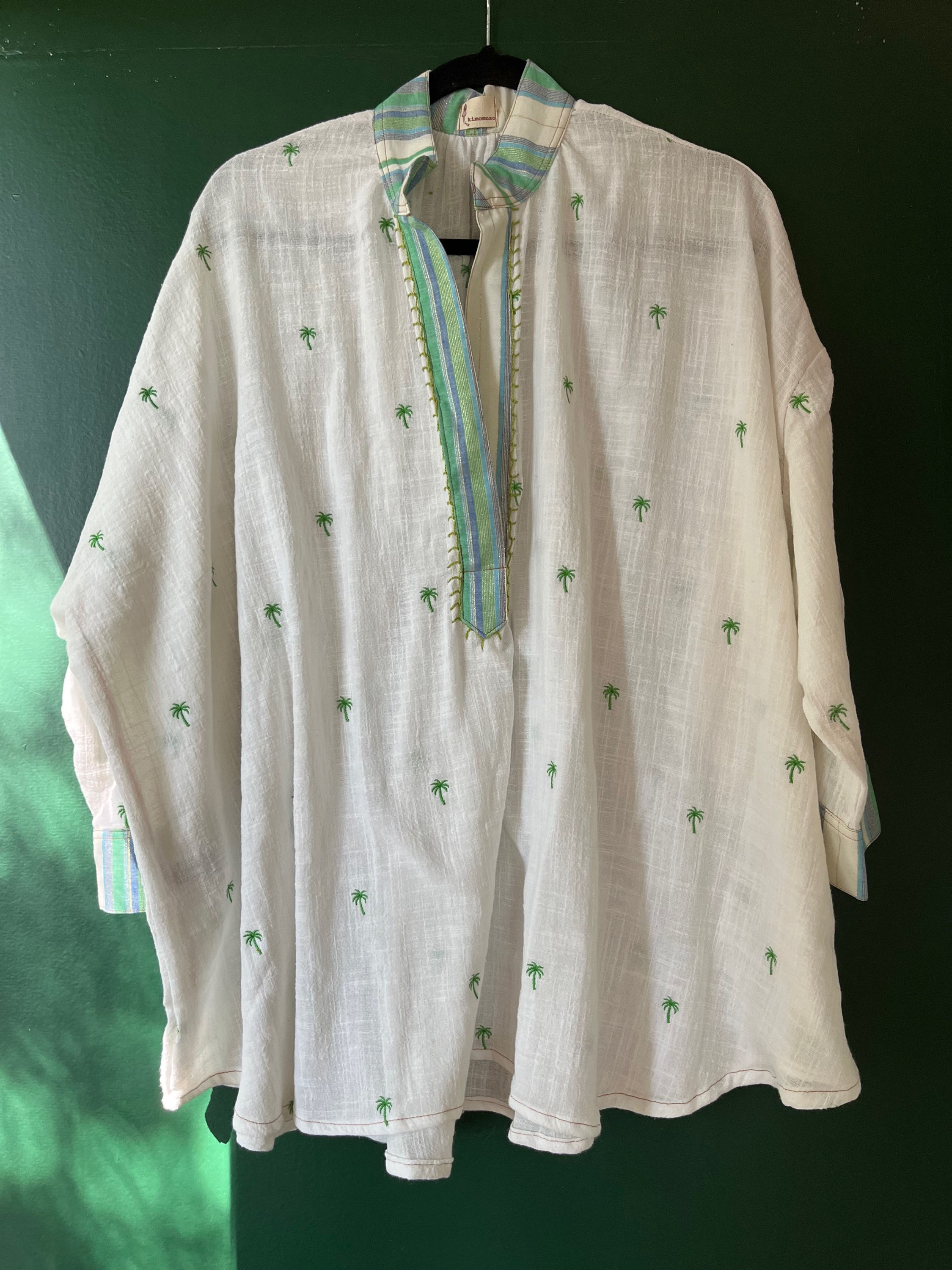 Conjunto Camisão clássico gaze de algodão coqueiros + short