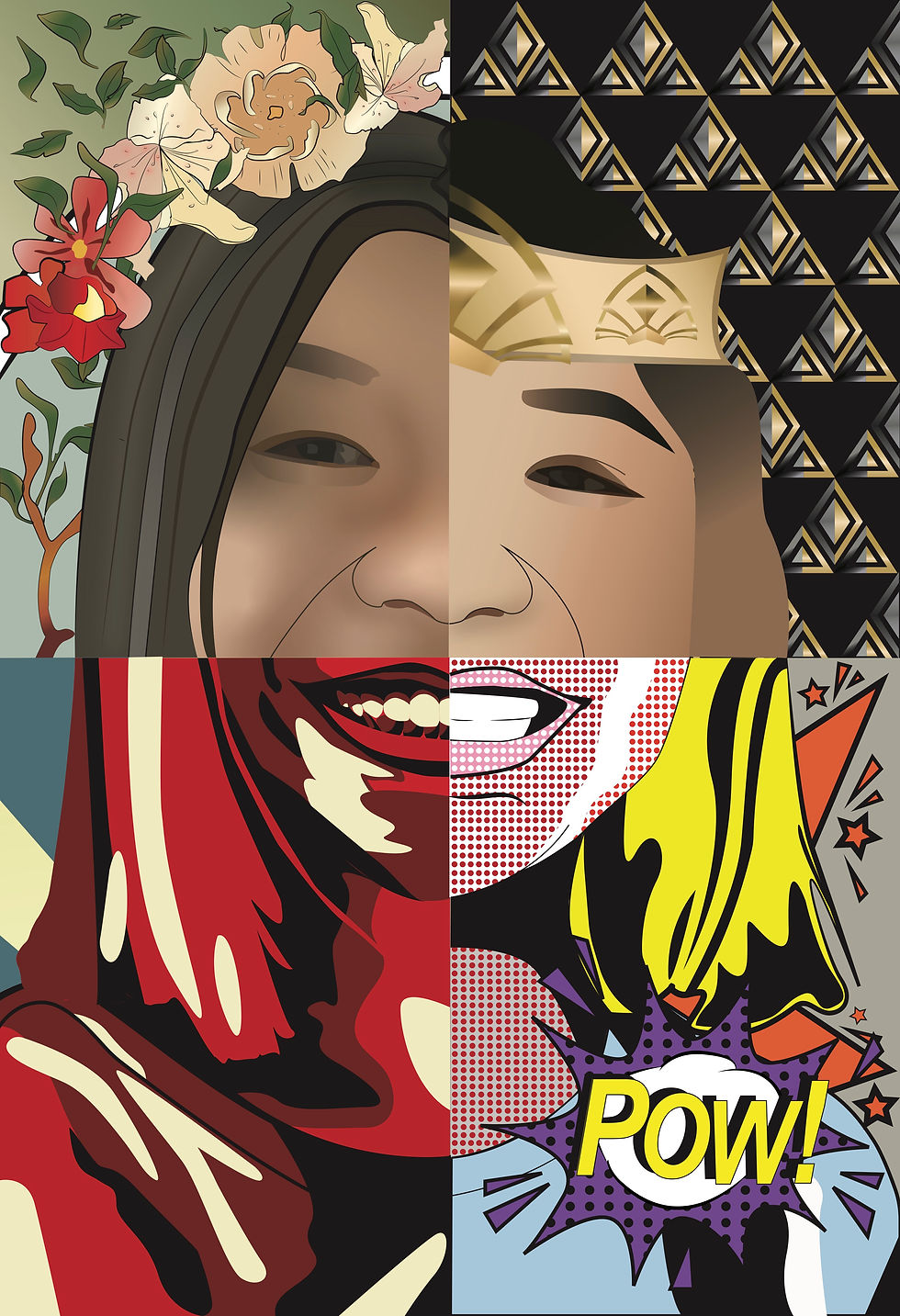 Graphic Stylisation - 4 Art Styles Self-Portrait