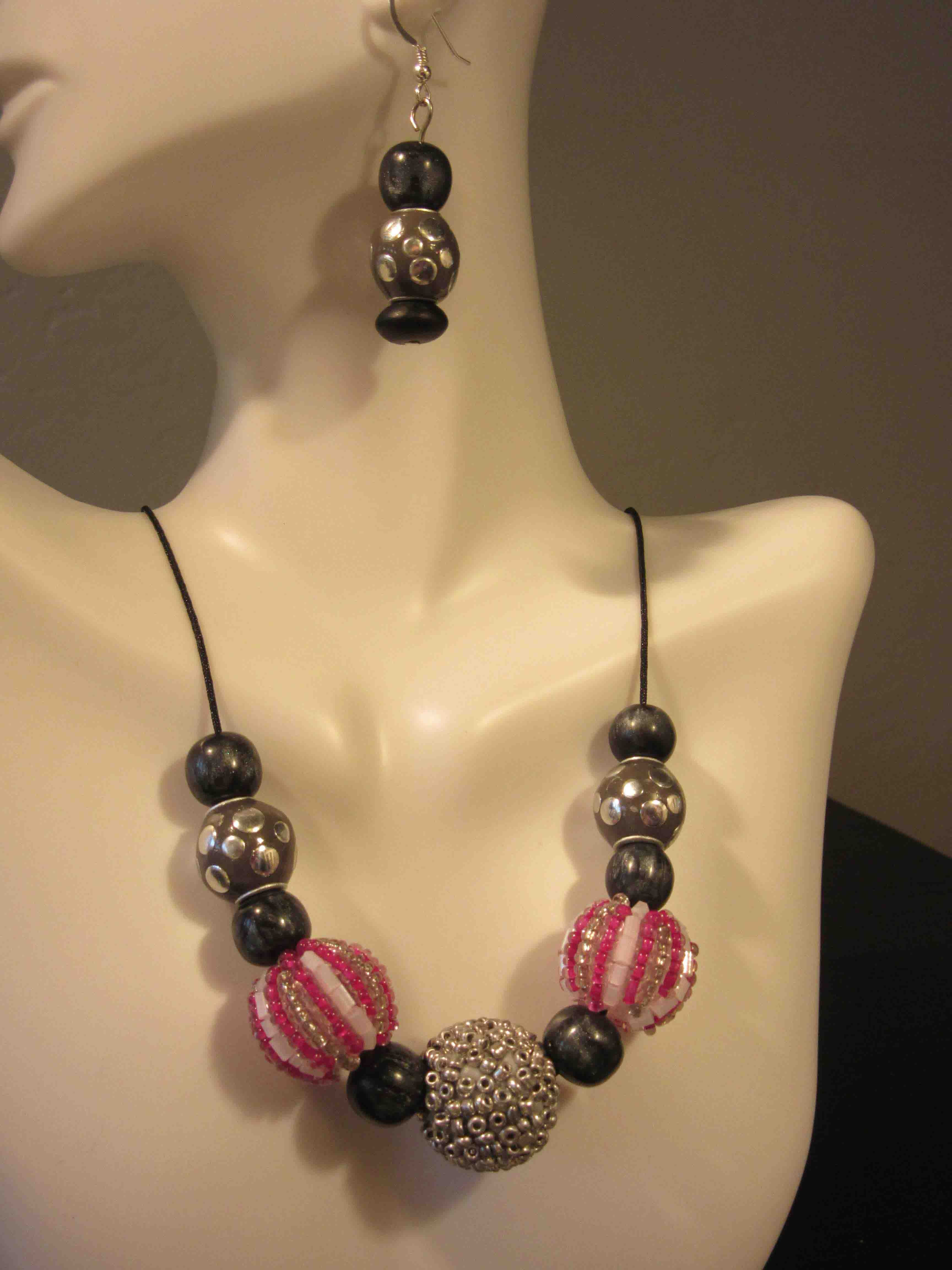 Pink and silver love necklace