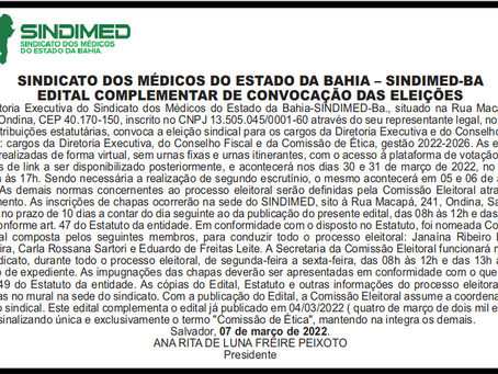 Edital Complementar de Convocação das Eleições