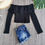 Miniatura: BLUSA CAMPESINA MANGA LARGA HOMBLIGO