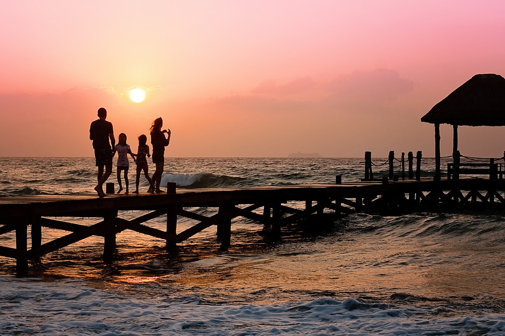 Sunset on vacation with family