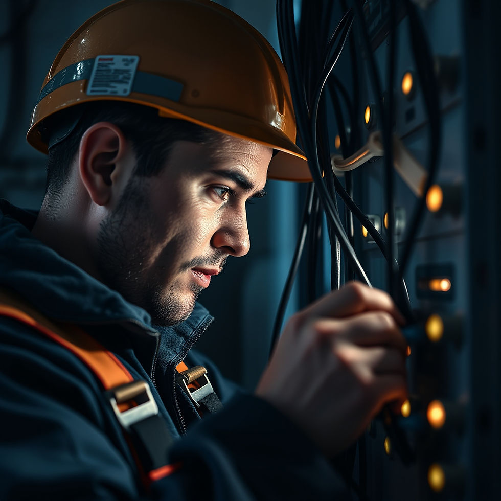 A cinematic closeup of an electrician repairing electrical equipment.jpg