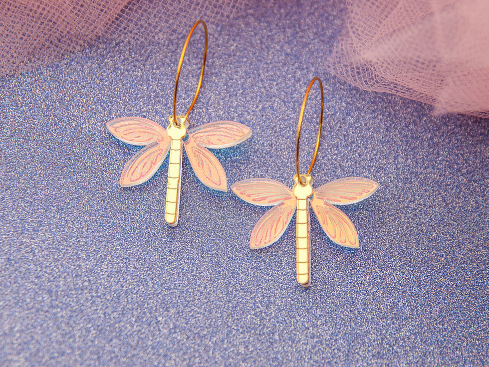 Миниатюра: обици Dragonfly Hoops | Golden
