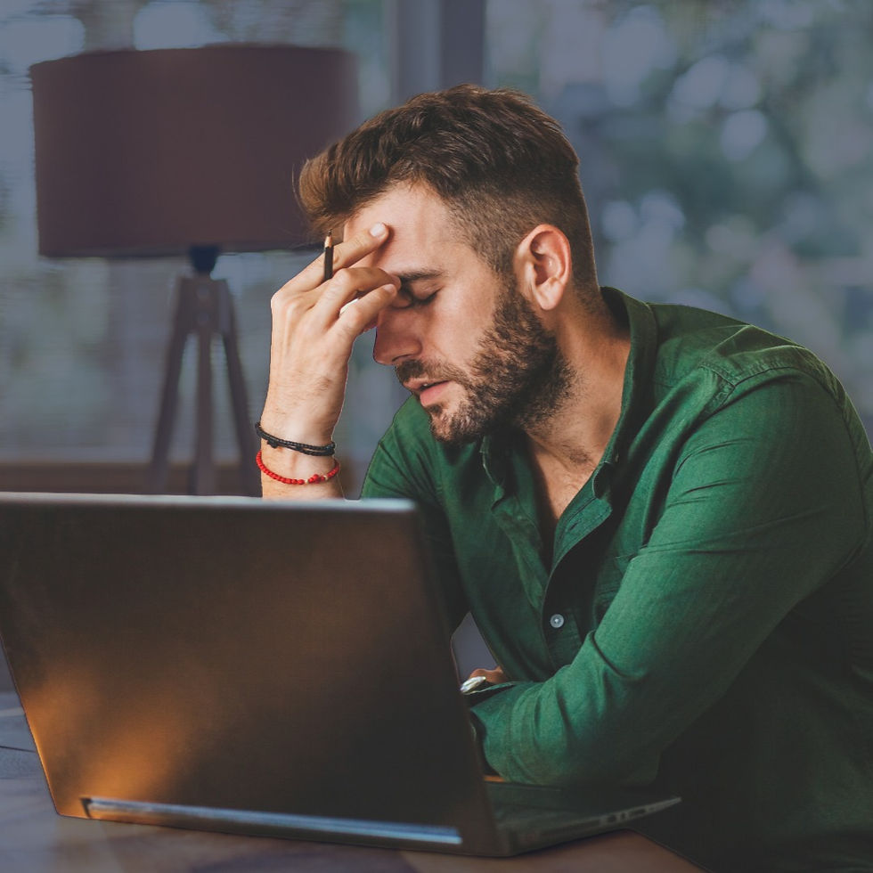 Man using AI to try to fight his legal case and being stressed out.