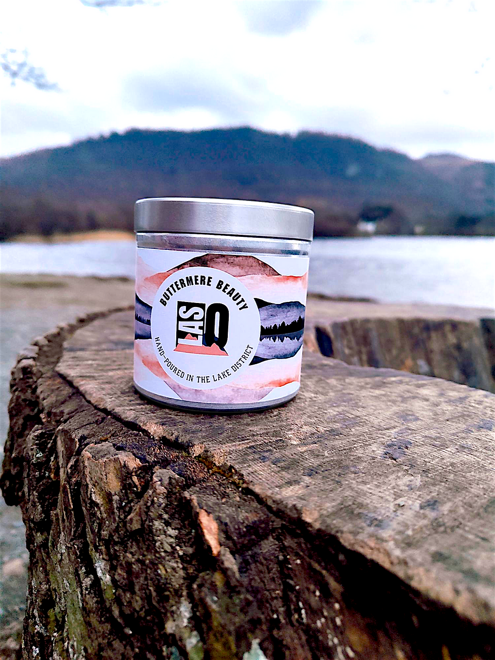 LASO Buttermere beauty soy wax candle in a tin. A water floral therapy scent.