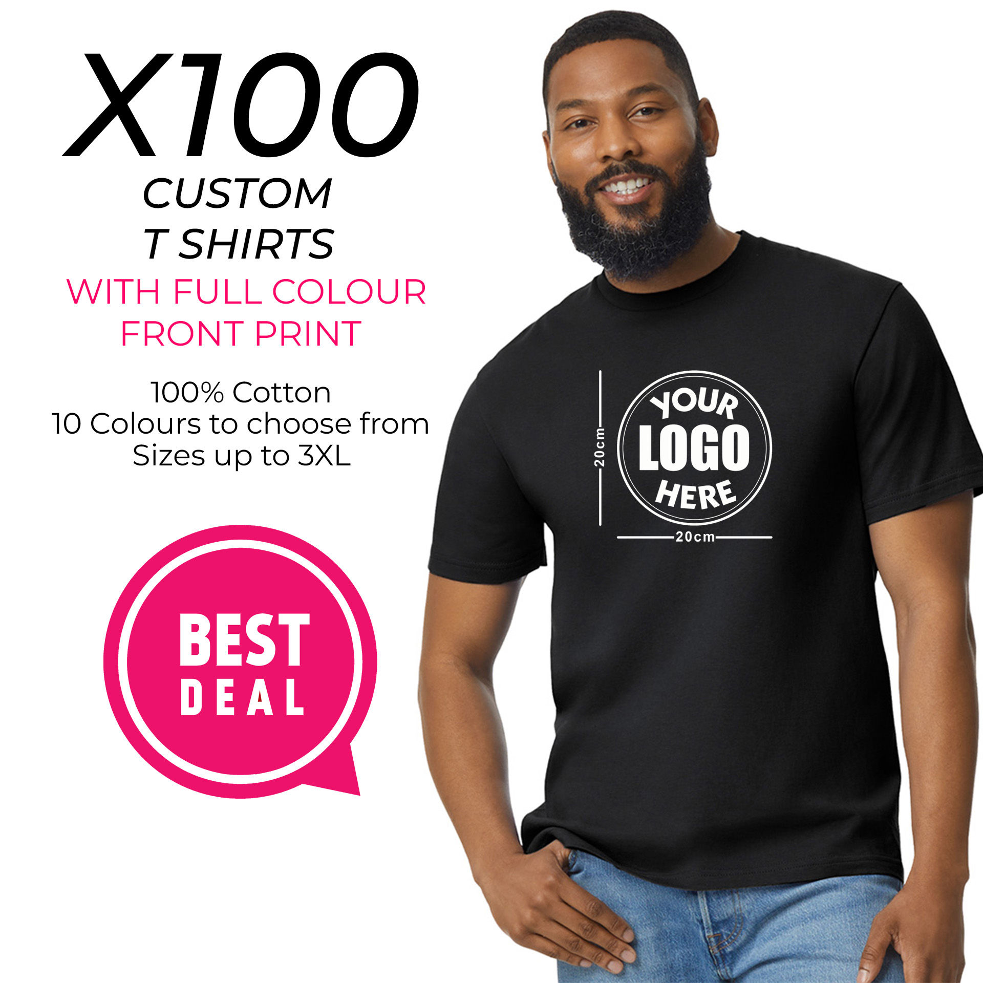 TEE DEALS! 100x Gildan Light Cotton T-Shirts Inc Print