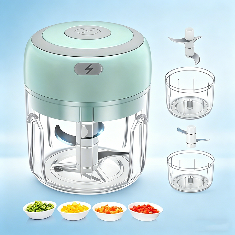 Miniatura: 250ml Mini Electric Garlic Chopper Cordless Food Processor Meat Grinder Onion Ve