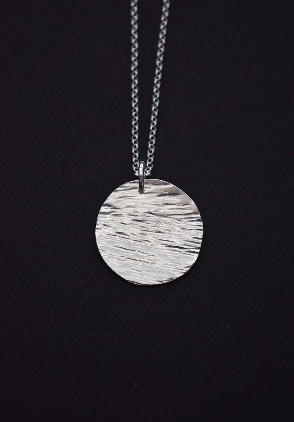 Round Textured Silver Pendant