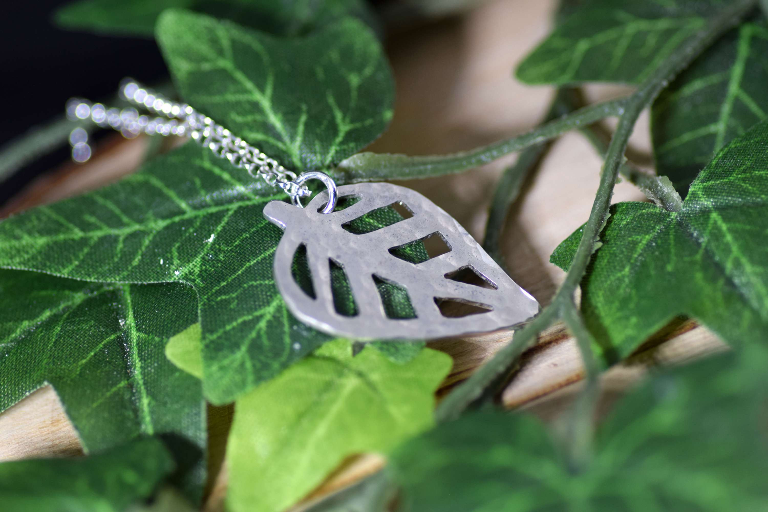 Silver Textured Leaf Pendant