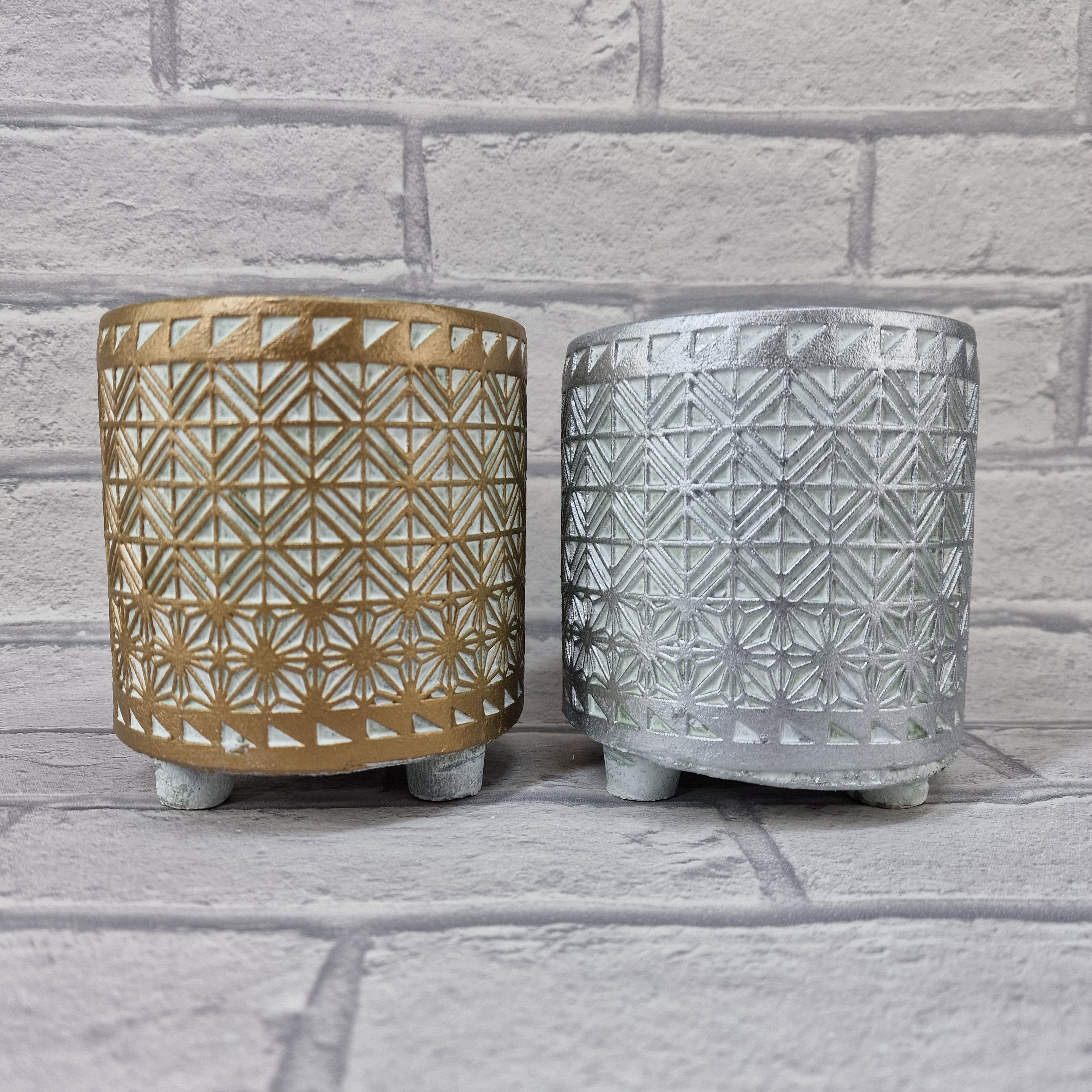 Rustic Geometric Footed Planters