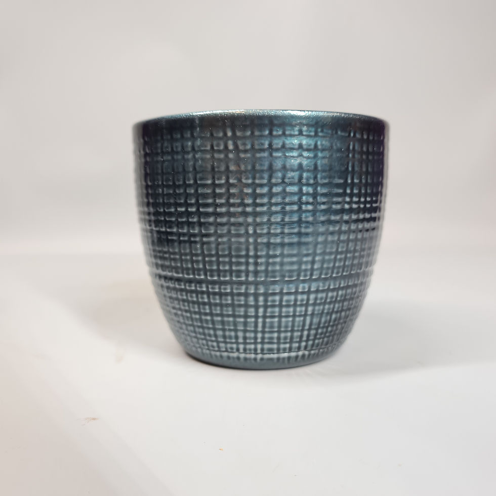Thumbnail: Petrol Metallic Textured Ceramic Planter - Takes 6cm-13cm plant pots.