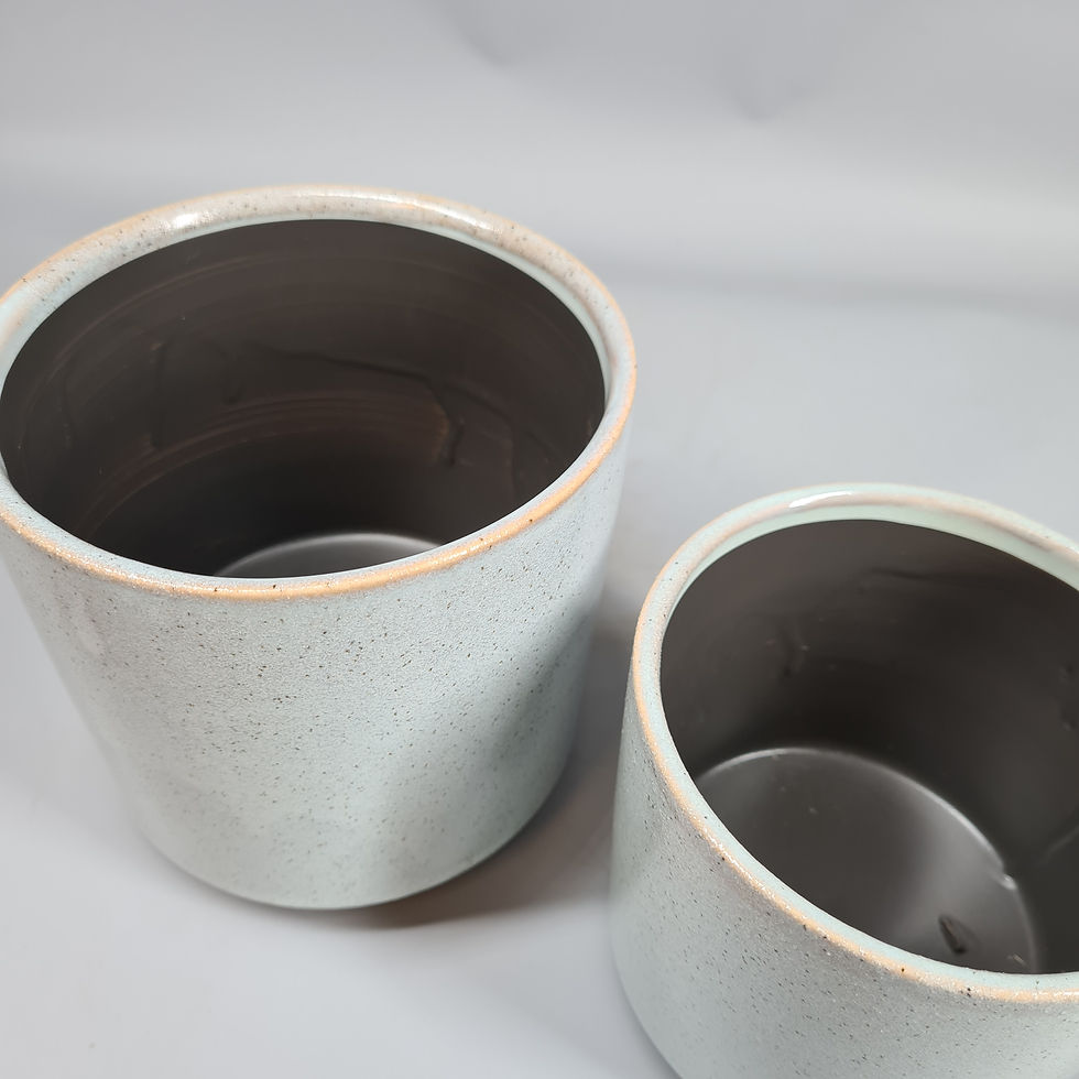 Thumbnail: Baby Blue Textured Footed Planter - Holds a 11cm and 13cm plant pot.