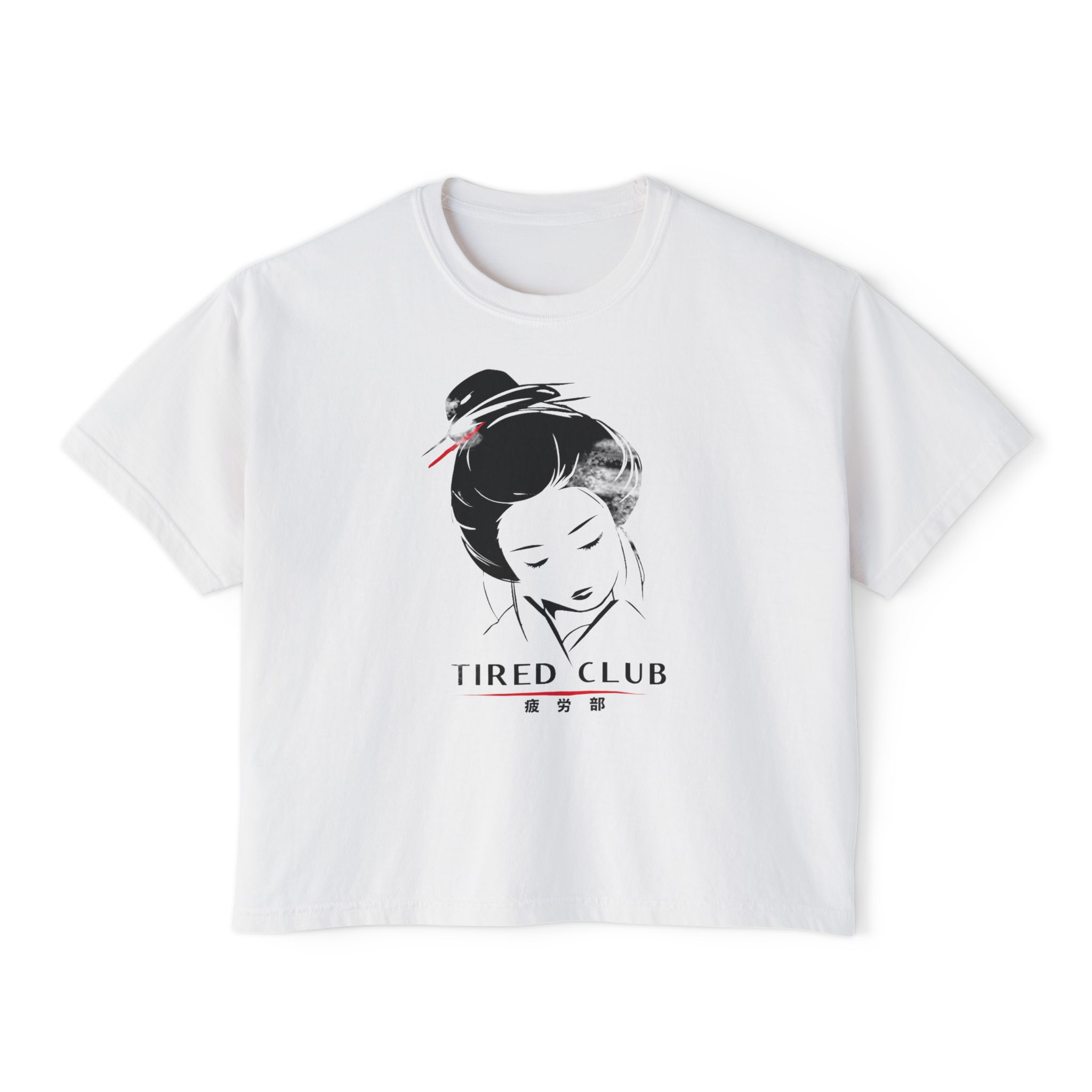 Minimal Geisha Illustration Graphic Boxy Tee