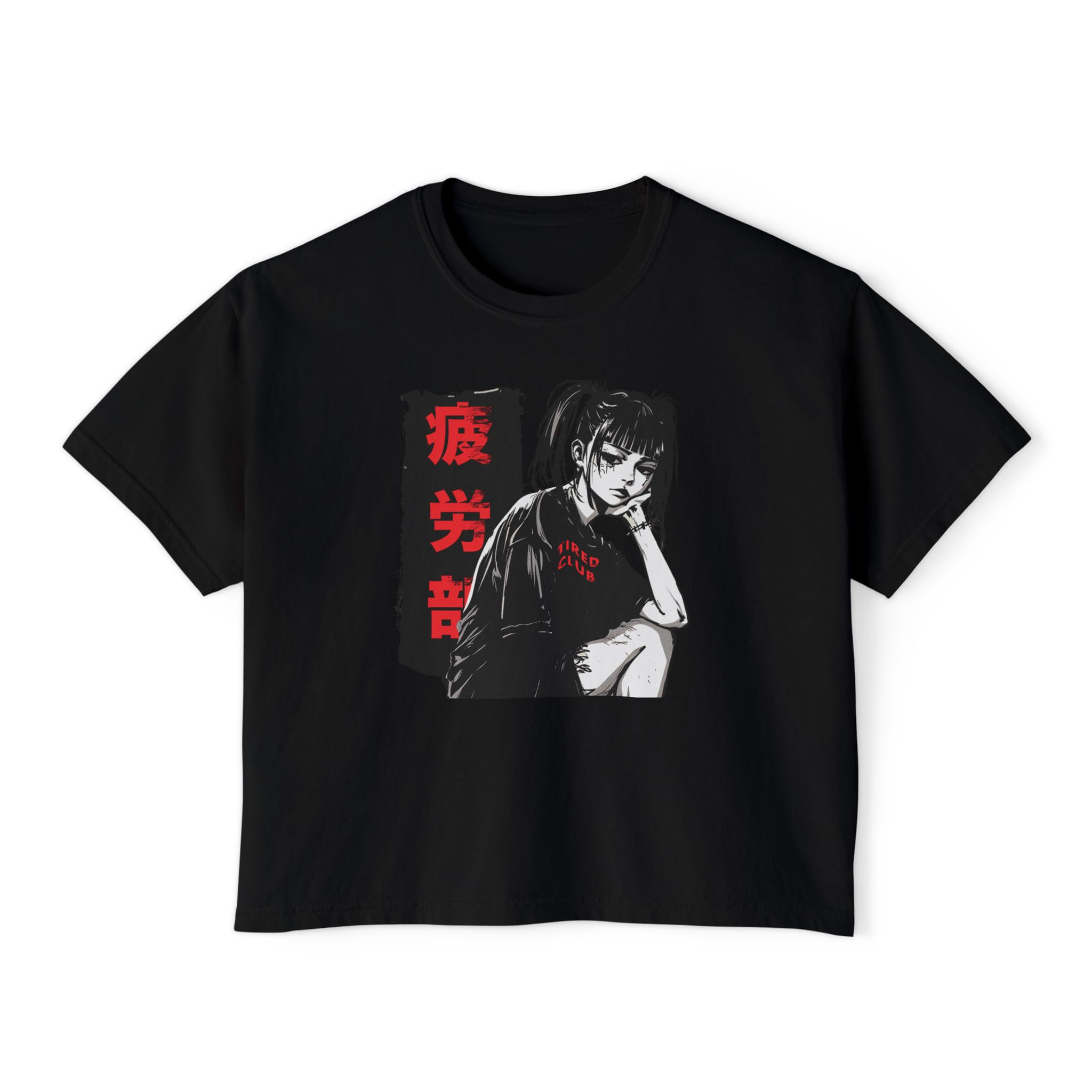 Anime Girl Tired Club Boxy Tee 疲労部