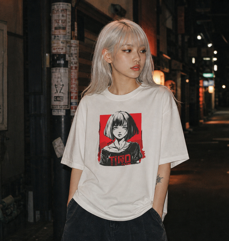Anime Girl Tired Club Boxy Tee