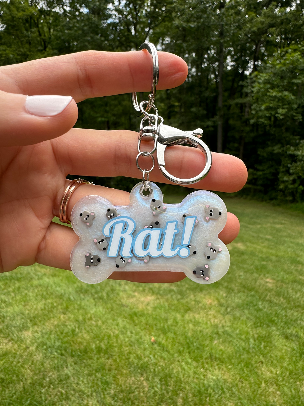 Salty Bulldog's Rat! Barn Hunt Dog Tag Keychain